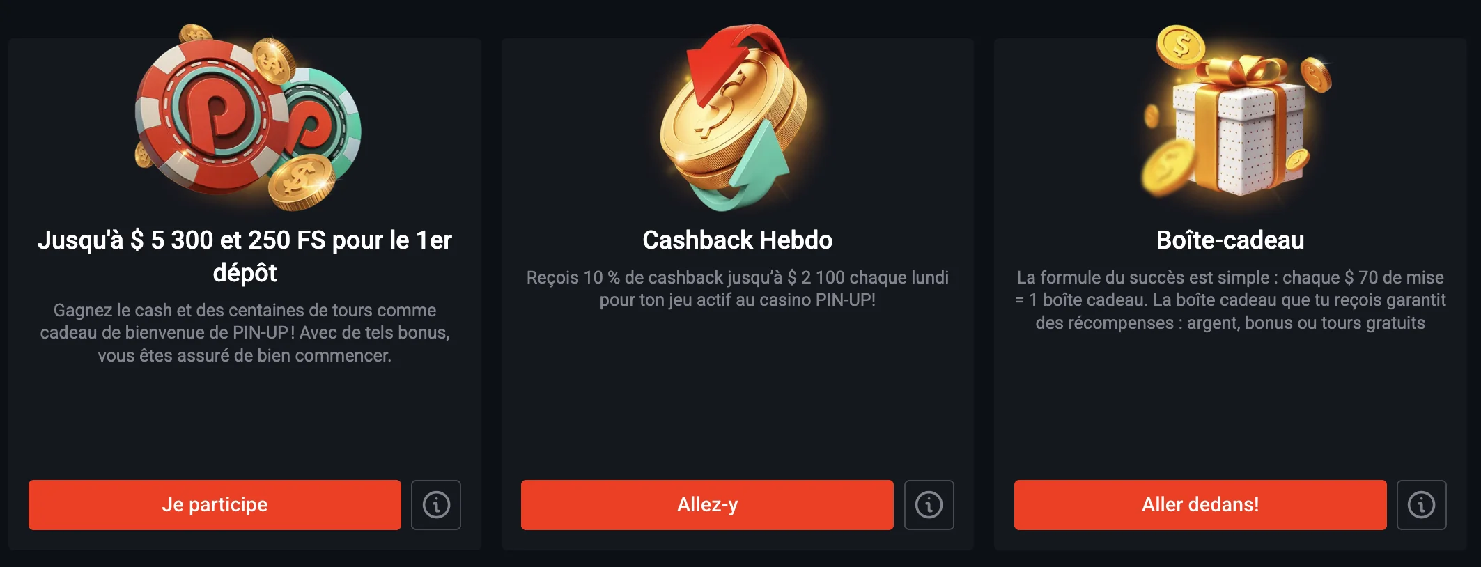 Bonus du Pin Up casino